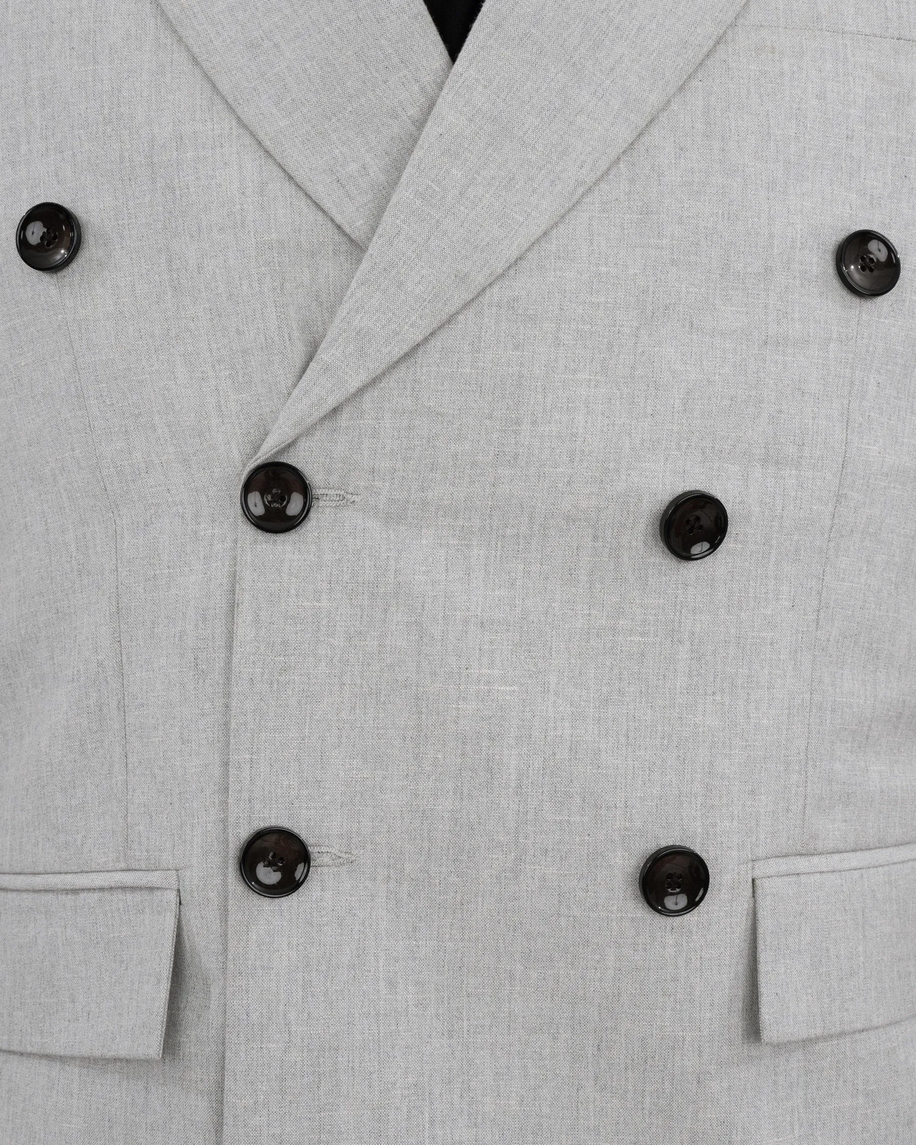 Pumice Grey Double-Breasted Wool Rich Blazer
