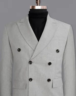 Pumice Grey Double-Breasted Wool Rich Blazer