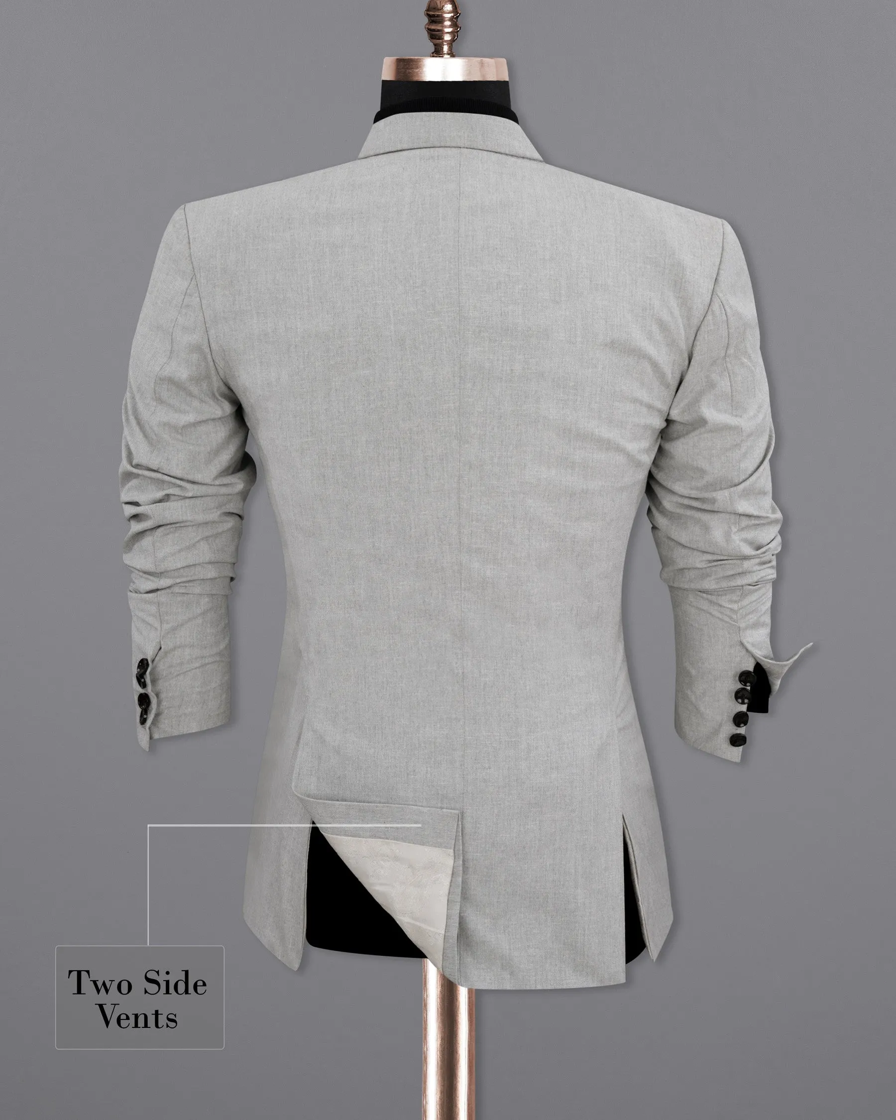 Pumice Grey Double-Breasted Wool Rich Blazer