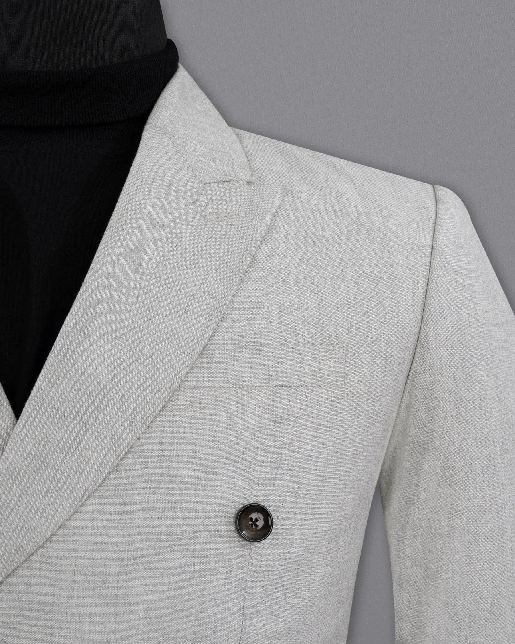 Pumice Grey Double-Breasted Wool Rich Blazer