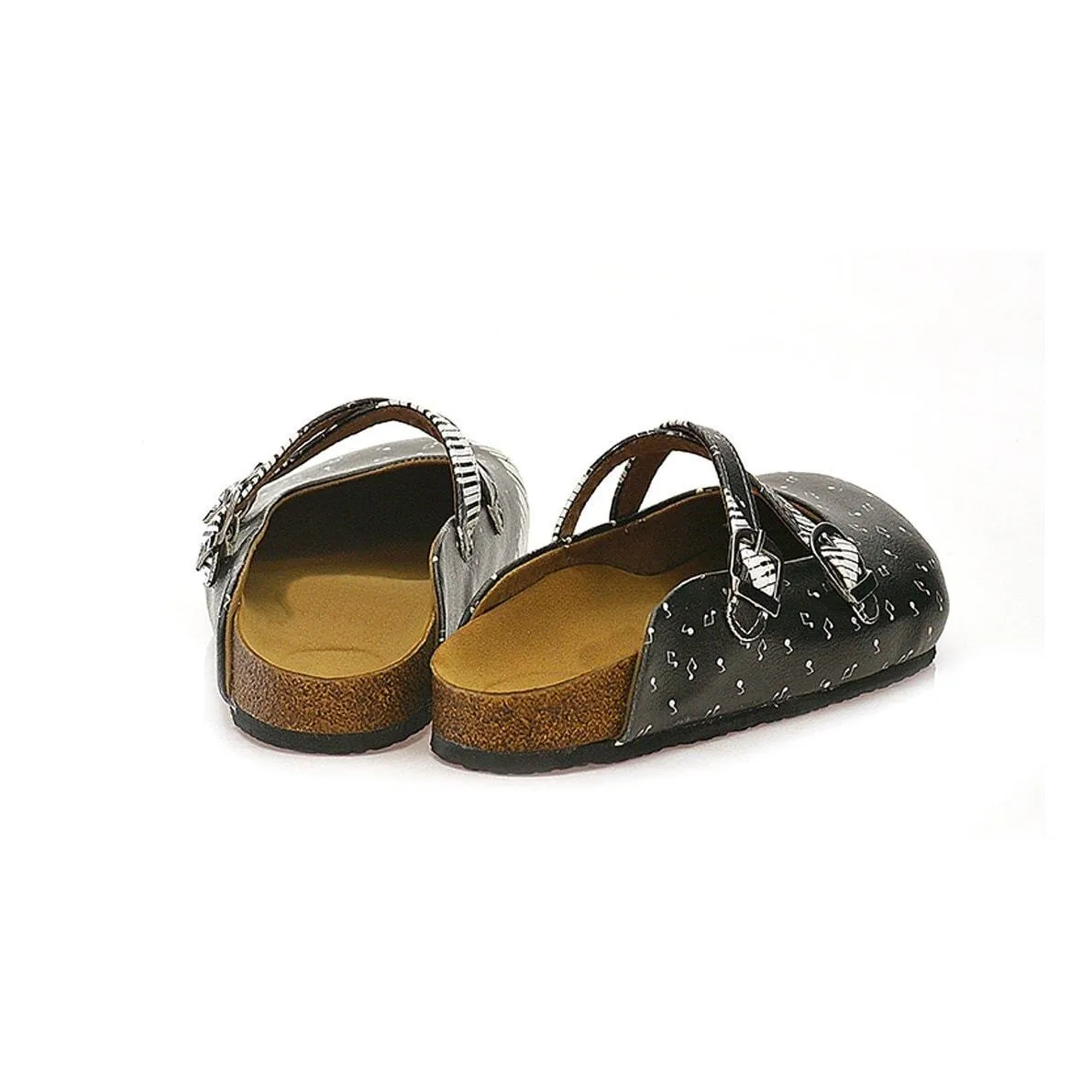 Purple, Black and White Colored, Music Notes Piano Patterned Clogs - WCAL115