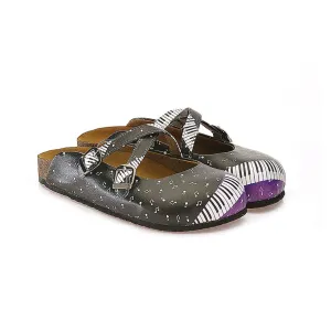 Purple, Black and White Colored, Music Notes Piano Patterned Clogs - WCAL115