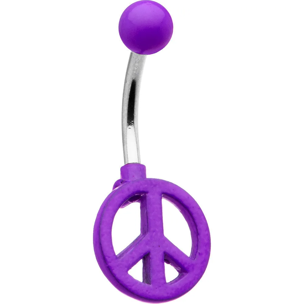 Purple Peace Sign Belly Ring