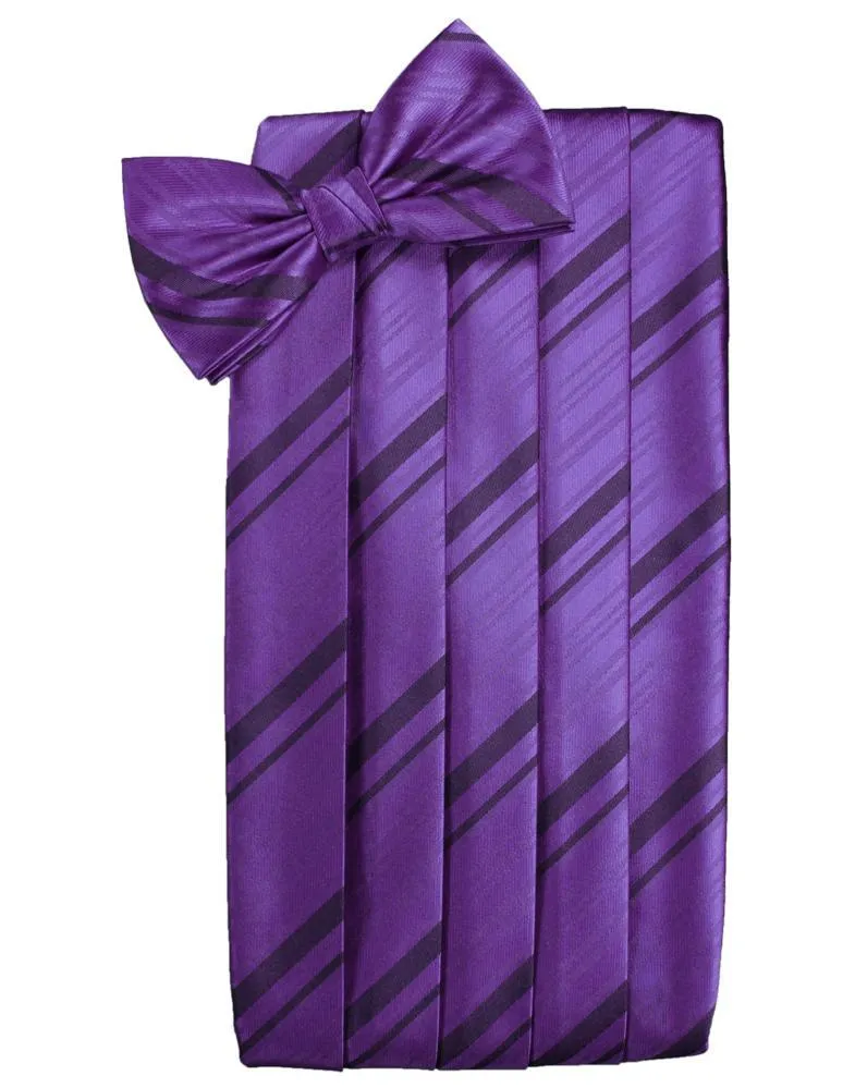 Purple Striped Satin Cummerbund