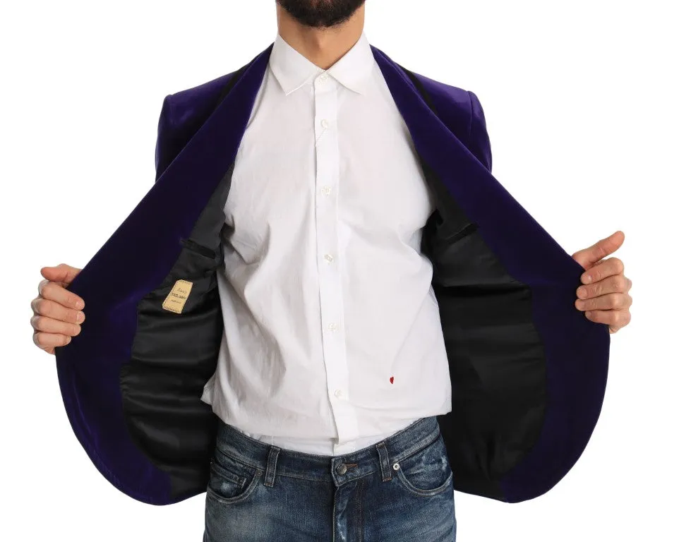 Purple Velvet Slim Fit Blazer Jacket