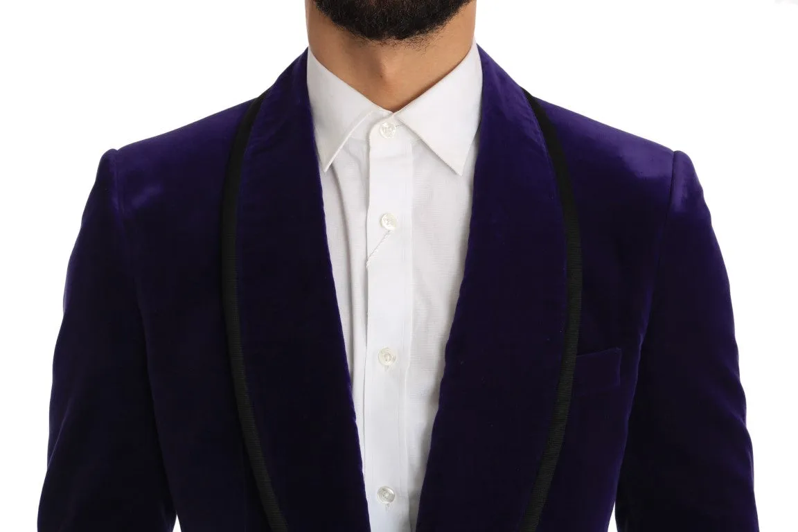 Purple Velvet Slim Fit Blazer Jacket