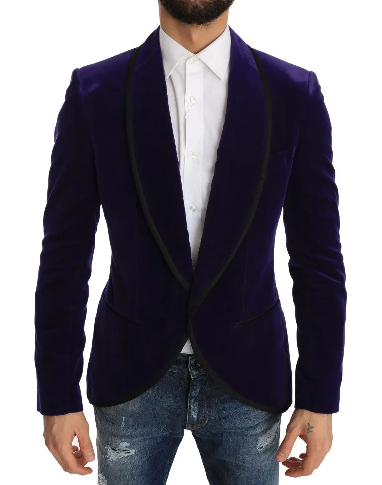 Purple Velvet Slim Fit Blazer Jacket