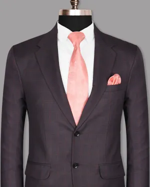 Purple with Red Windowpane Premium Wool Blazer