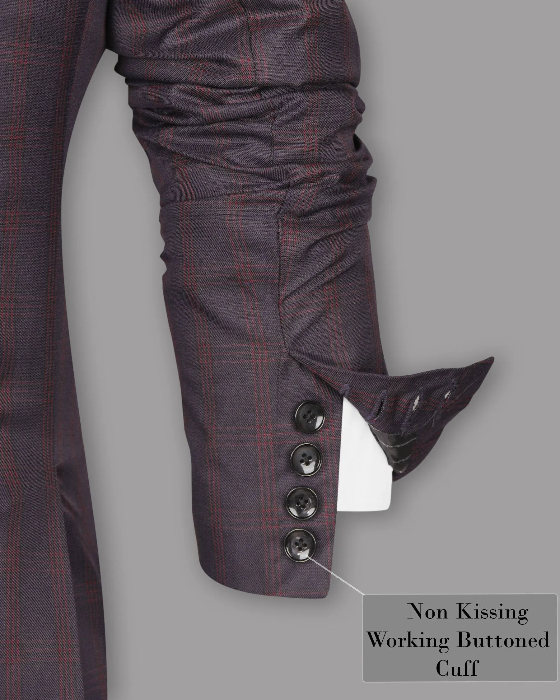 Purple with Red Windowpane Premium Wool Blazer