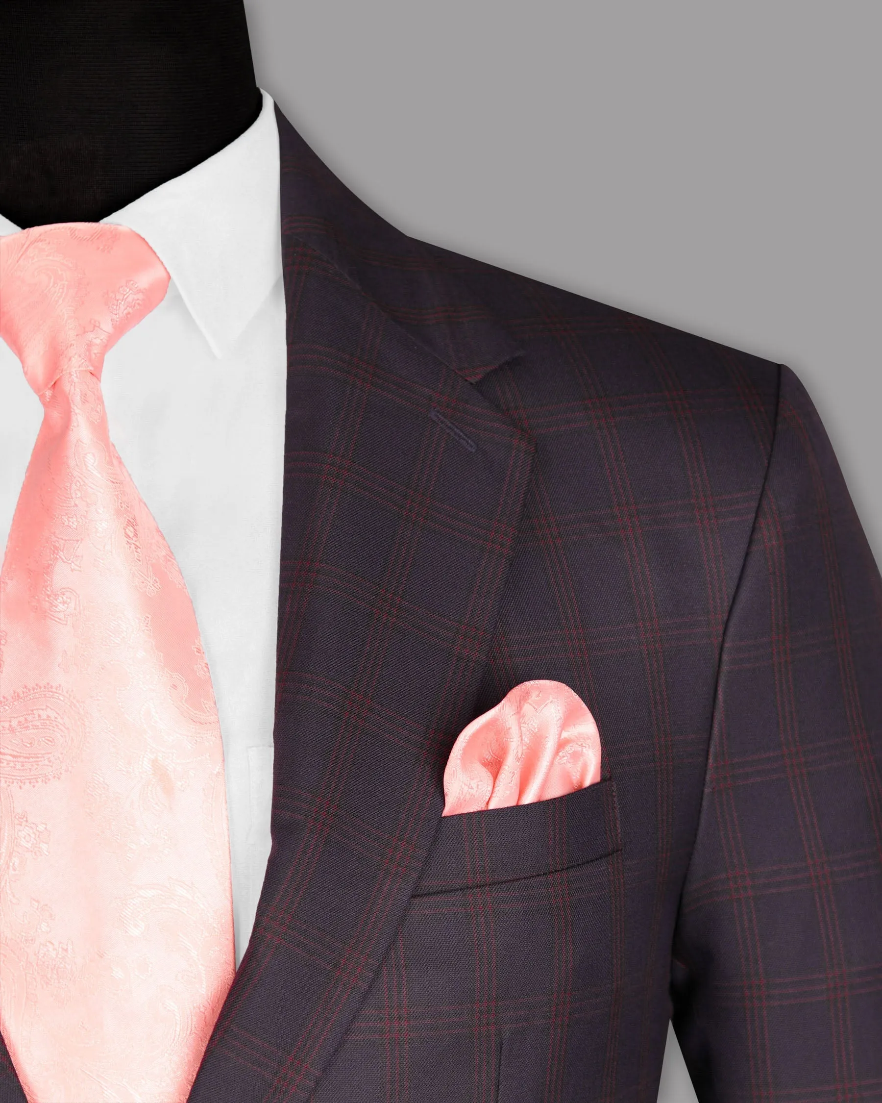 Purple with Red Windowpane Premium Wool Blazer