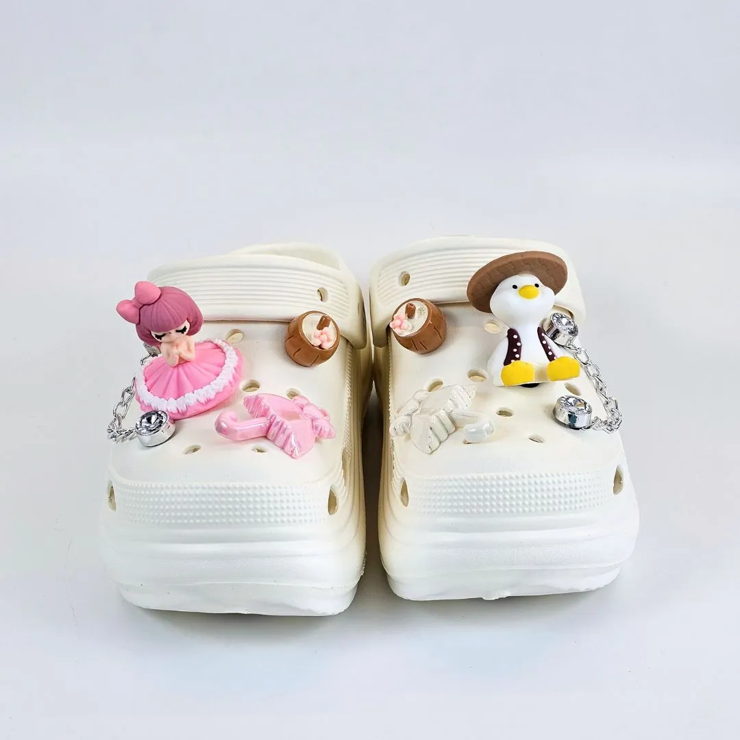 Quack Doll Charms Clogs white