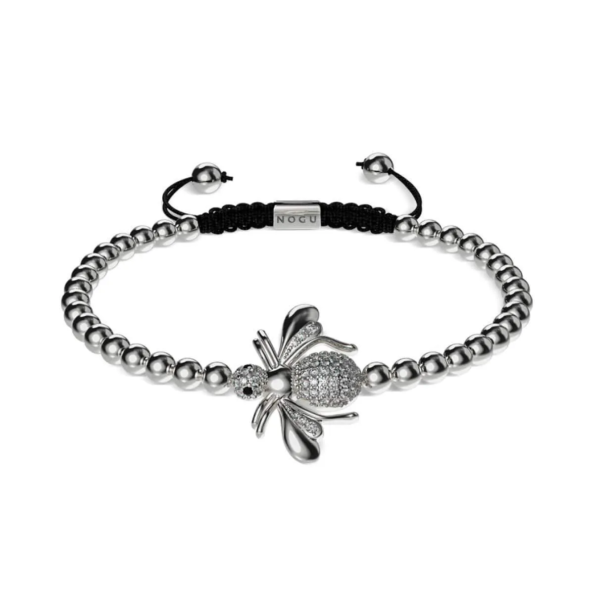 Queen | Silver | Crystal Honeybee Macrame Charmballa Bracelet