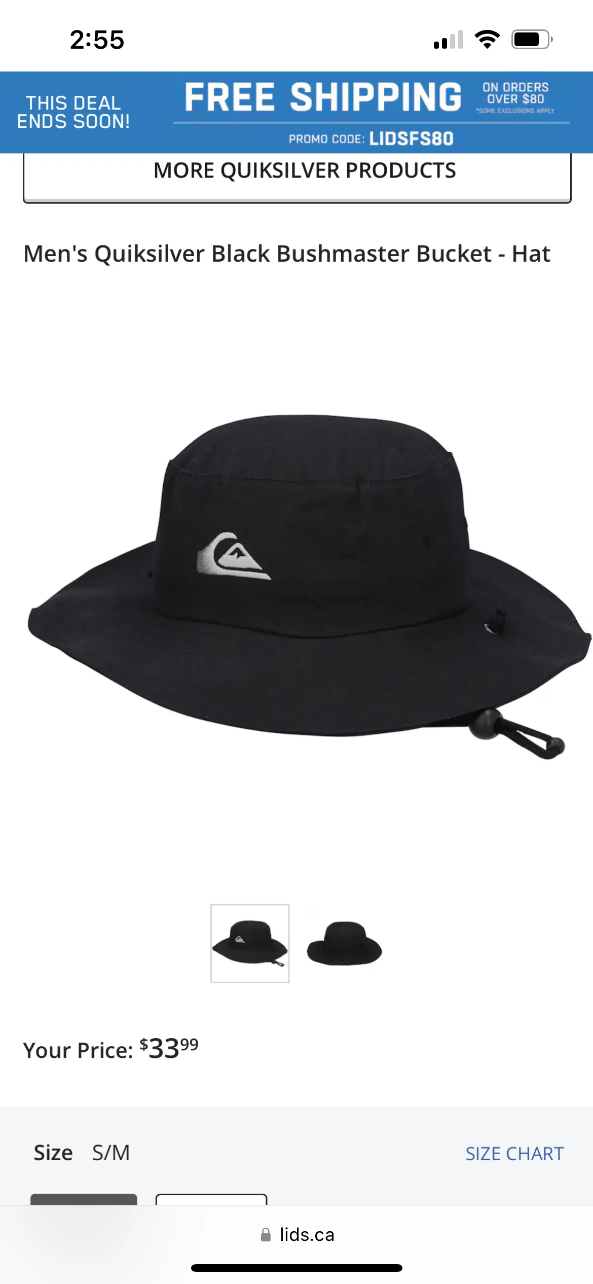 Quiksilver Bushmaster Bucket Hat: Sizes Men’s S to L