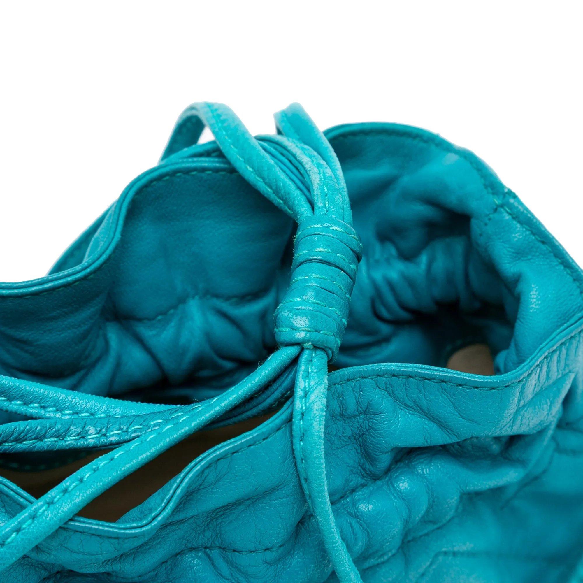 Quilted Lambskin Drawstring Tassel Bucket Bag