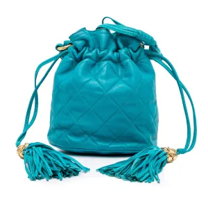 Quilted Lambskin Drawstring Tassel Bucket Bag