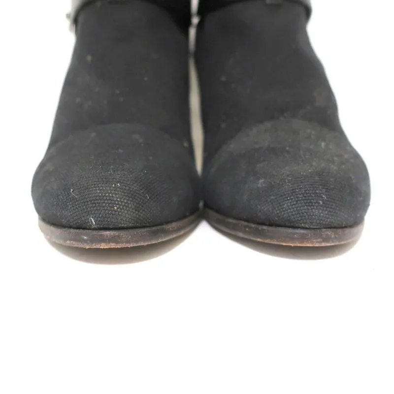 Rag & Bone Harrow Ankle Boots Black Canvas Size 39 High Heel Booties
