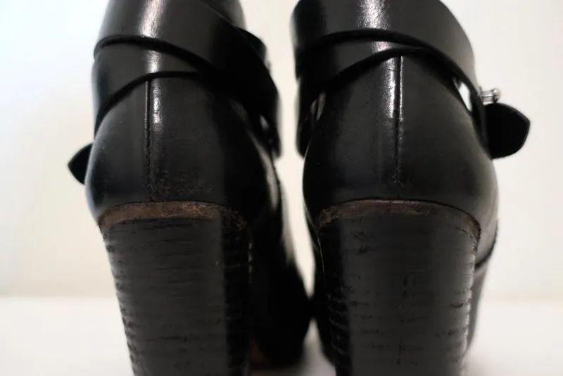 Rag & Bone Harrow Ankle Boots Black Leather Size 39 High Heel Booties