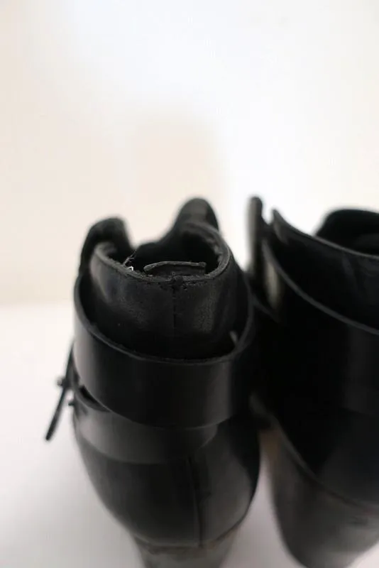 Rag & Bone Harrow Ankle Boots Black Leather Size 39 High Heel Booties