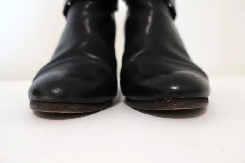 Rag & Bone Harrow Ankle Boots Black Leather Size 39 High Heel Booties