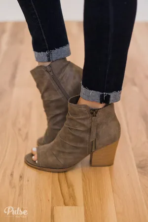 Rampage Ram-Petite Open Toe Booties- Taupe