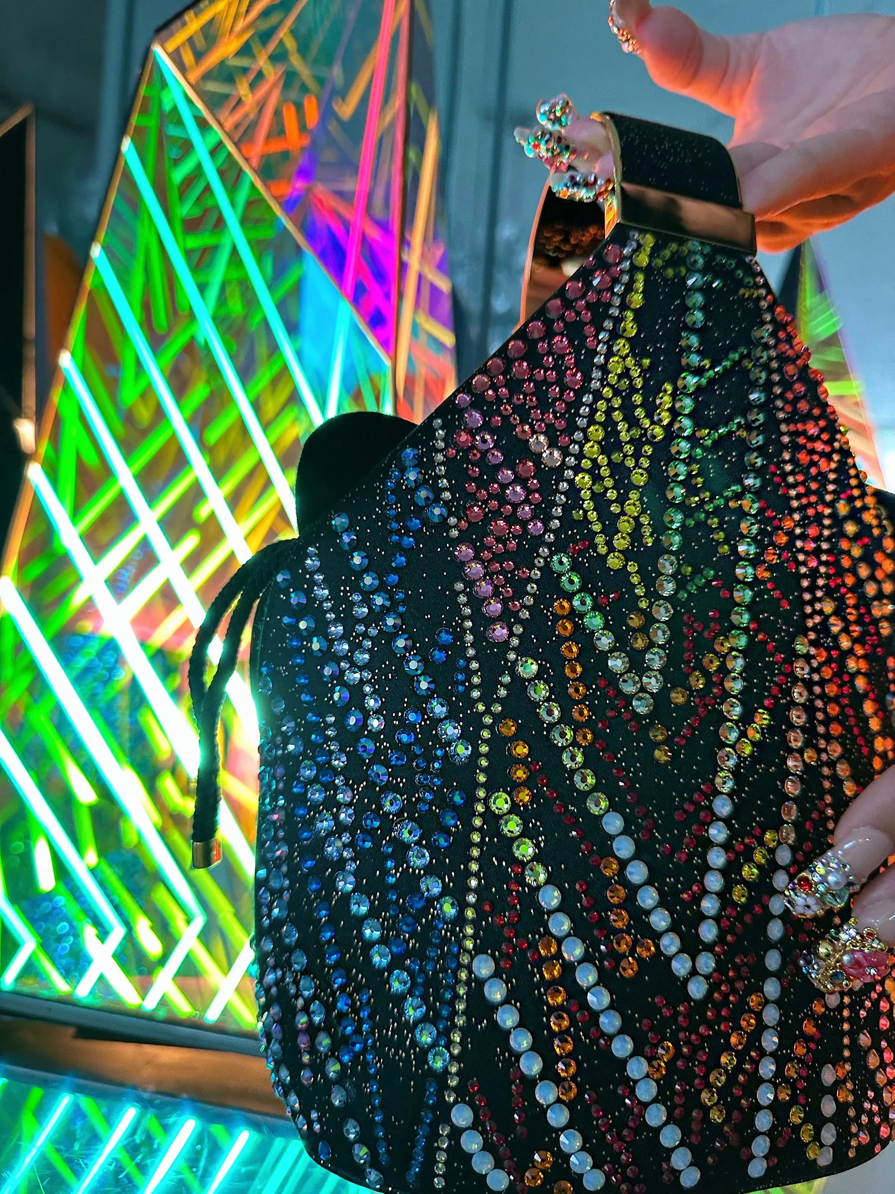 RAY HOWLETT X AURETA FOR BIENEN DAVIS Triangular Kit Bracelet Bag with Ray Howlett Swarovski Crystal Detail