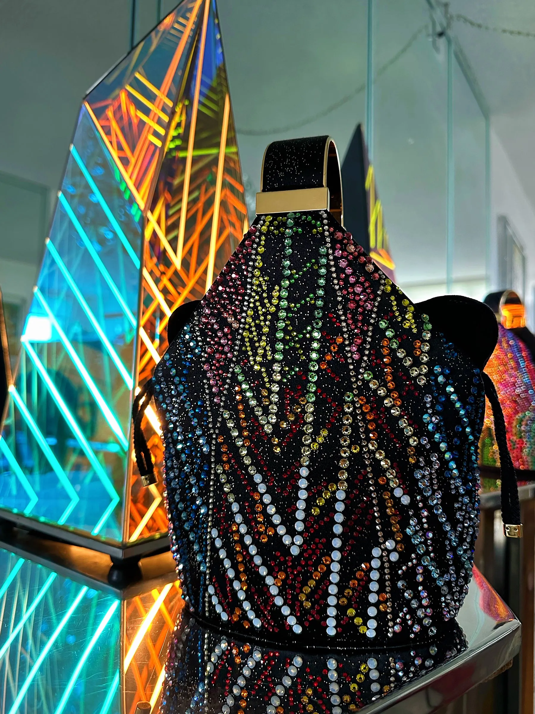 RAY HOWLETT X AURETA FOR BIENEN DAVIS Triangular Kit Bracelet Bag with Ray Howlett Swarovski Crystal Detail