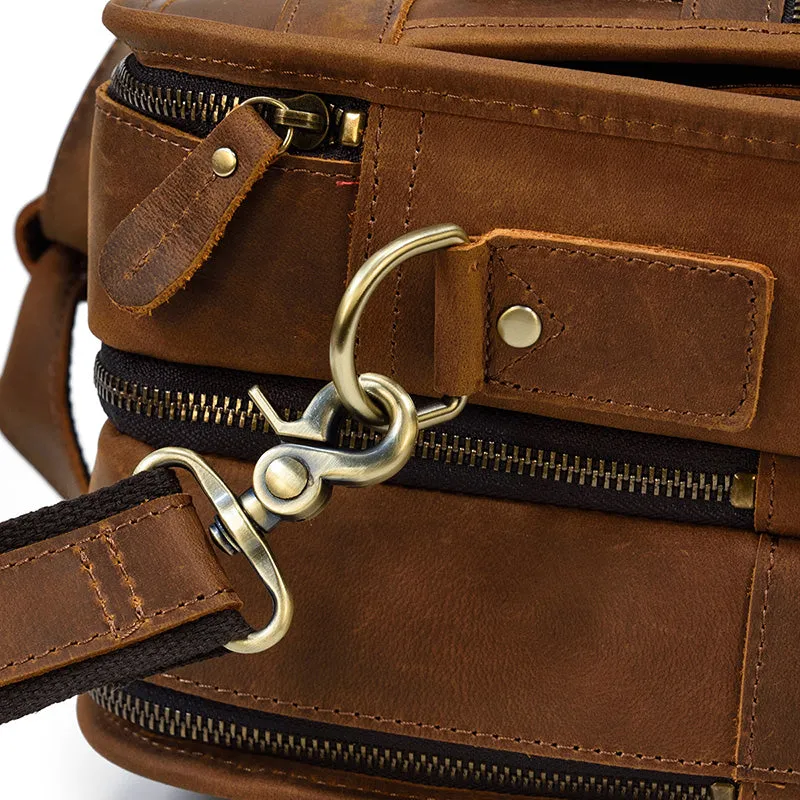 Realaiot Vintage Leather Mens Briefcase With Pockets Cowhide Bag On Business Suitcase Crazy Horse Leather Laptop Bags Design