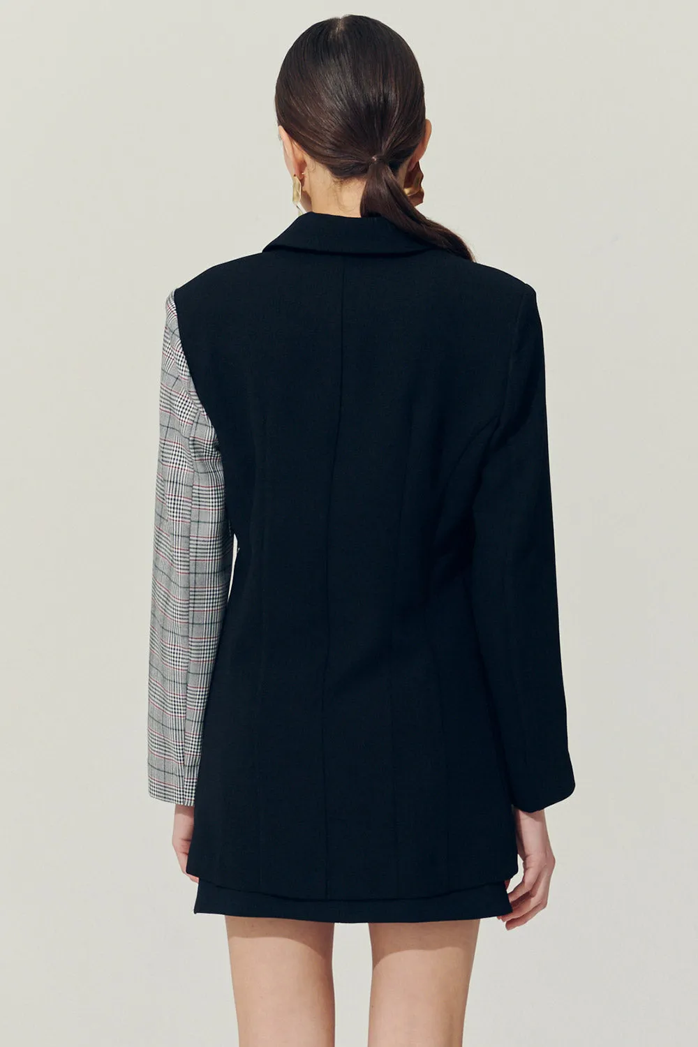 Re:born Bea Check Color Block Blazer