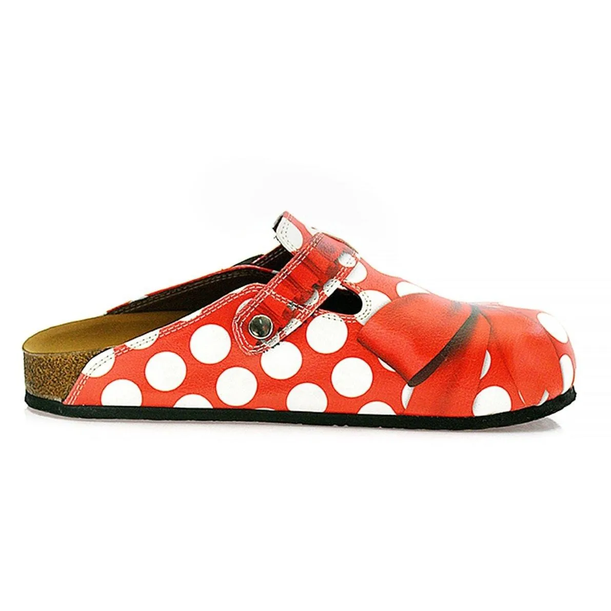 Red and White Polkadot, Red Colored Bow Clogs - WCAL328
