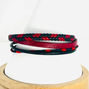 Red Braided Leather Bracelet for Men: Ideal Gift for Dad