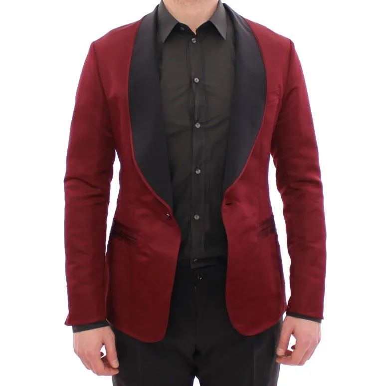 Red silk slim fit blazer