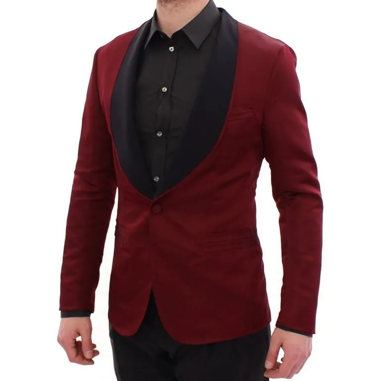 Red silk slim fit blazer