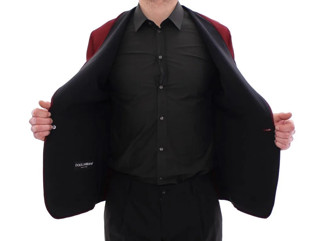 Red silk slim fit blazer