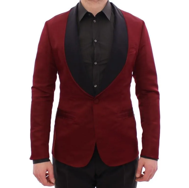 Red silk slim fit blazer