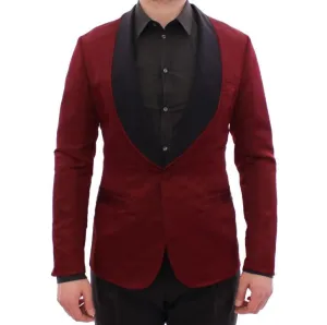 Red silk slim fit blazer
