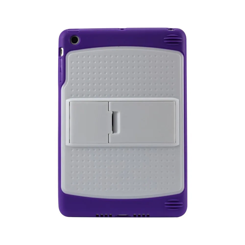 Reiko REIKO IPAD MINI/MINI 2 HYBRID HEAVY DUTY MESH CASE WITH KICKSTAND IN WHITE PURPLE
