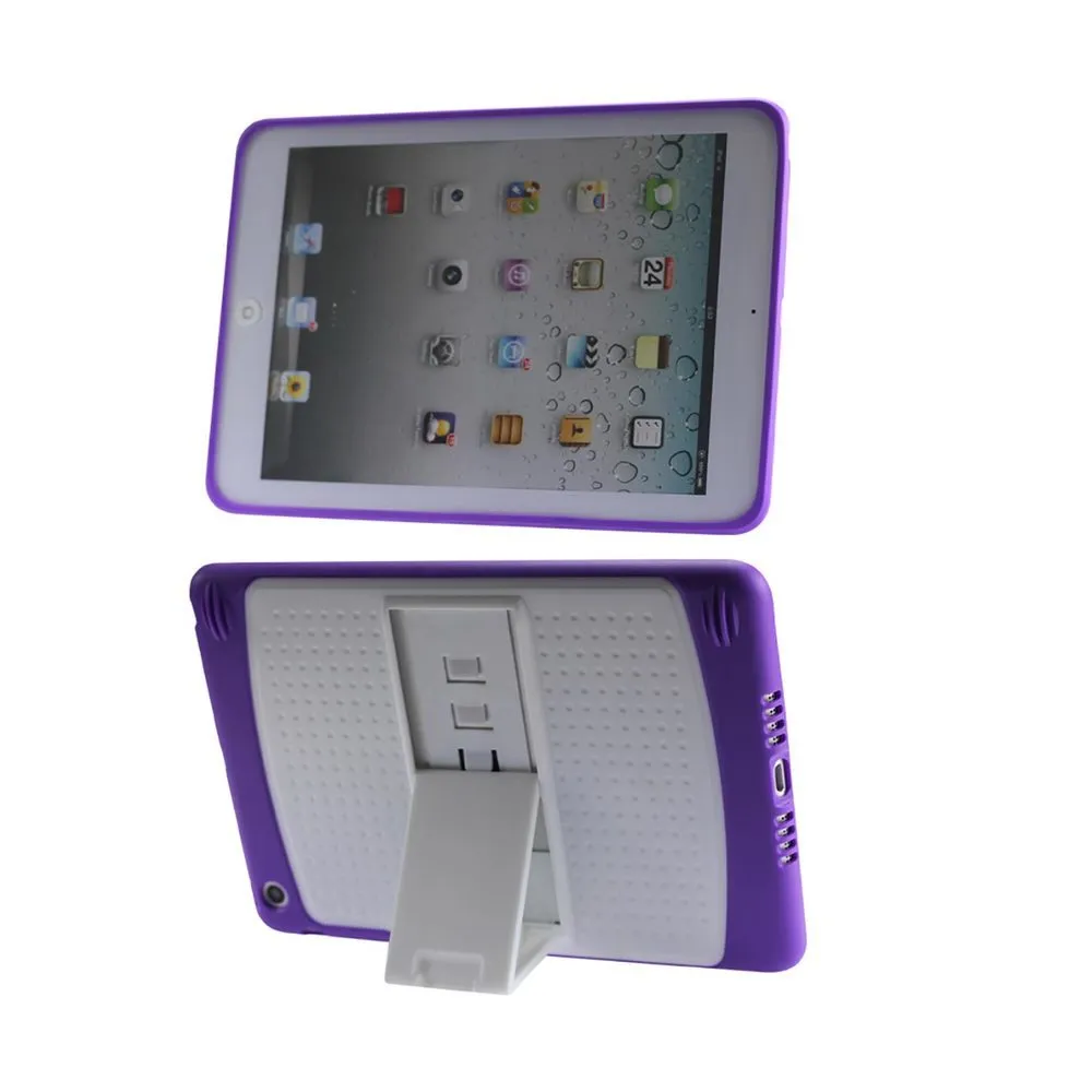 Reiko REIKO IPAD MINI/MINI 2 HYBRID HEAVY DUTY MESH CASE WITH KICKSTAND IN WHITE PURPLE