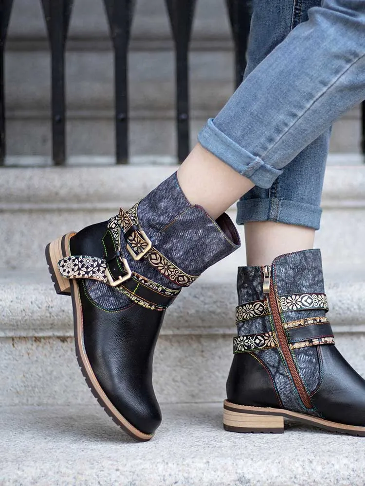 Retro Chic Flat Ankle Boots