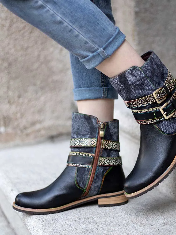 Retro Chic Flat Ankle Boots