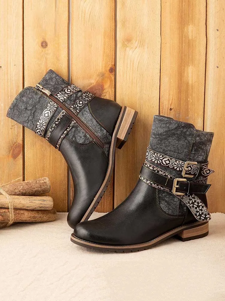Retro Chic Flat Ankle Boots
