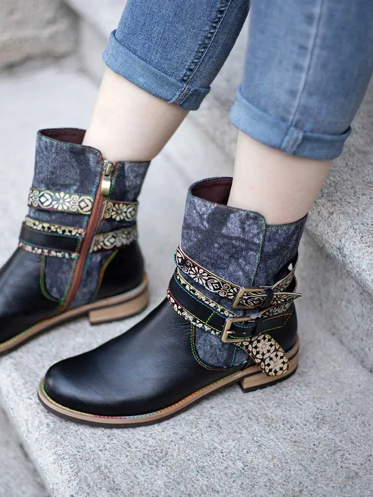 Retro Chic Flat Ankle Boots