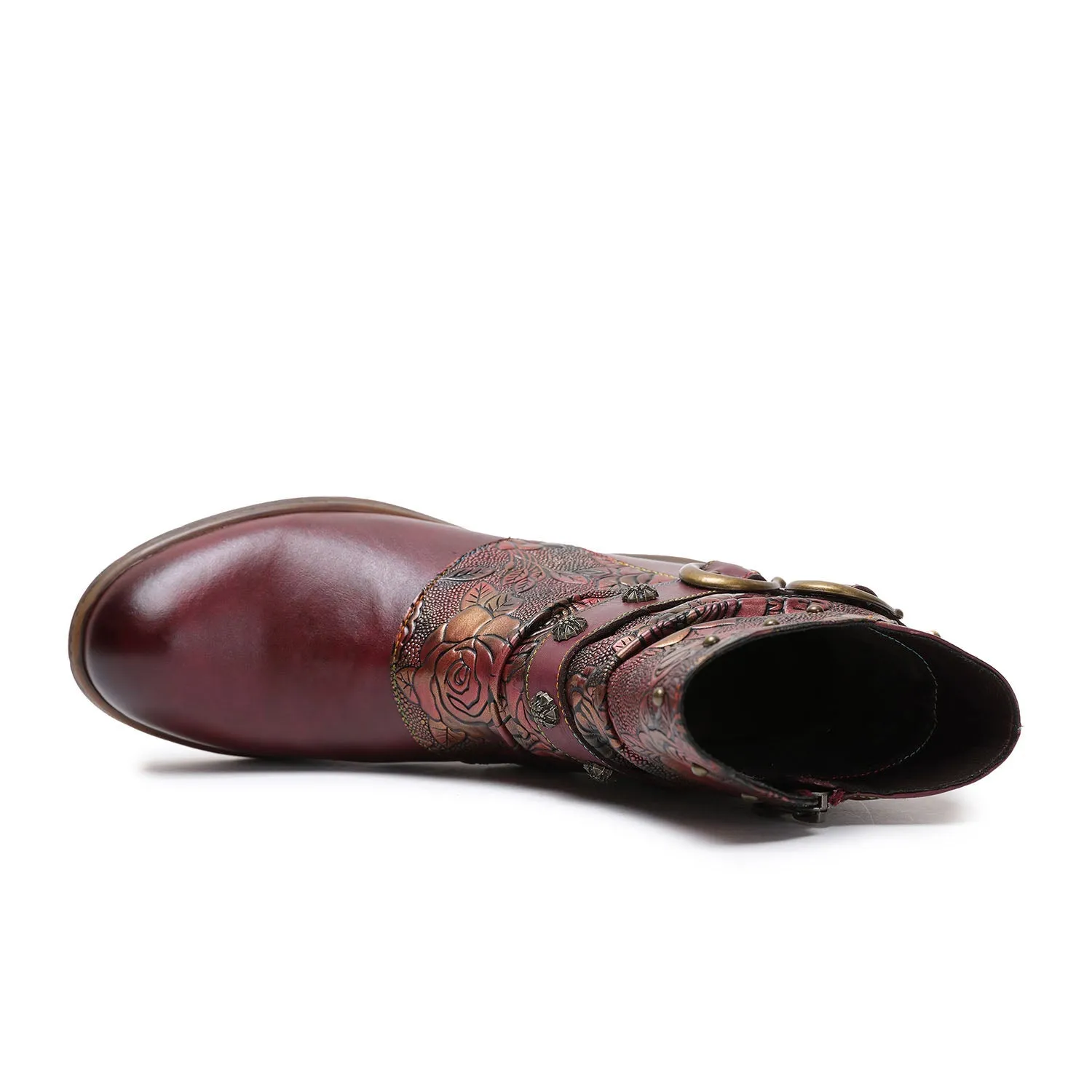 Retro Painted Buckle Flat Boots