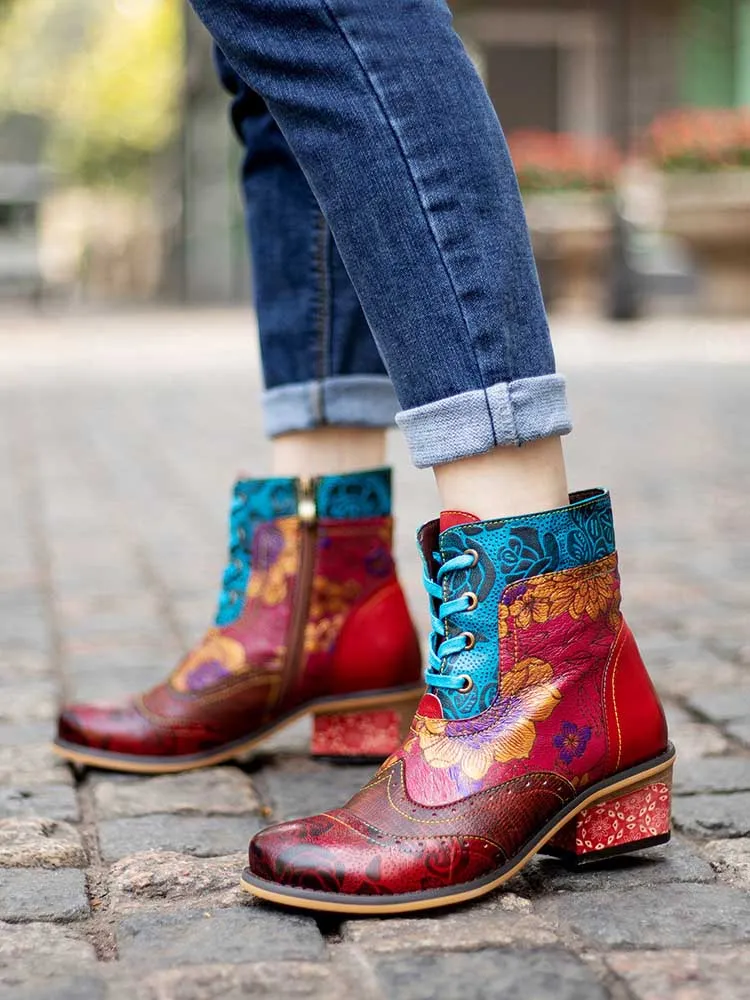Retro Pattern Flat Booties