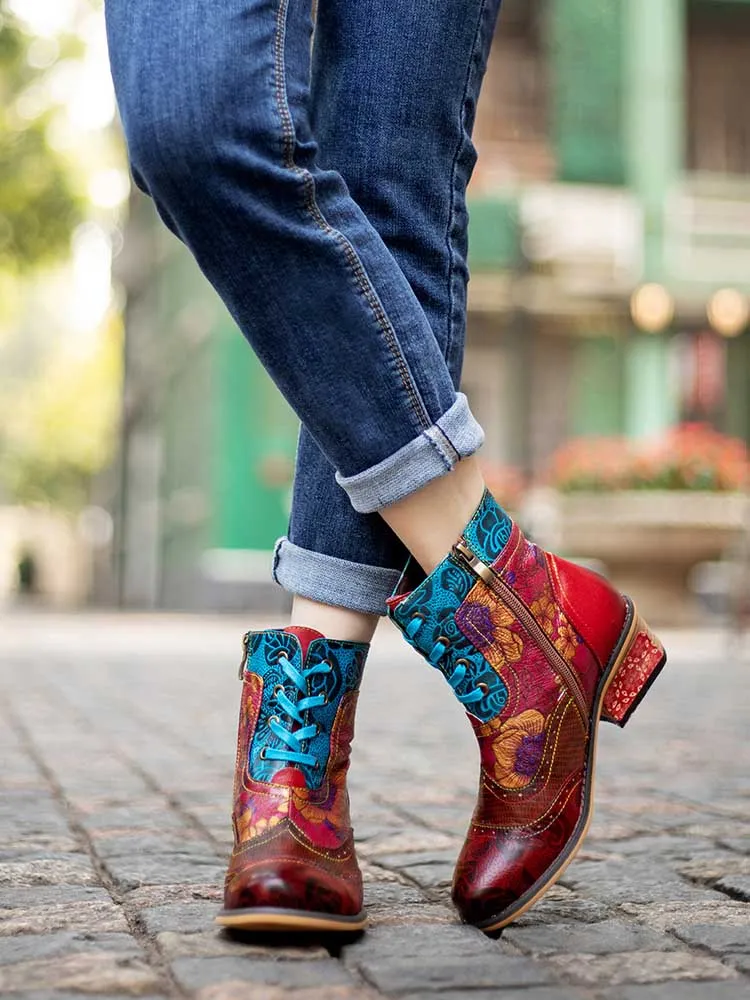 Retro Pattern Flat Booties