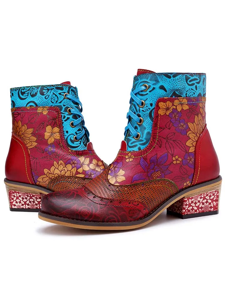Retro Pattern Flat Booties