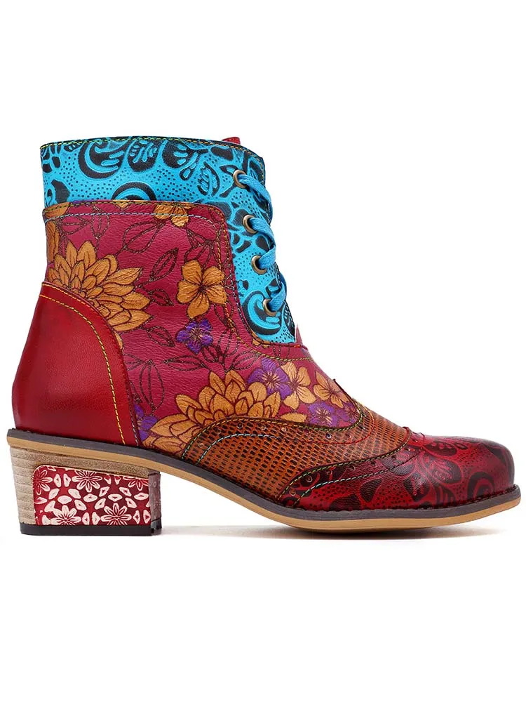 Retro Pattern Flat Booties