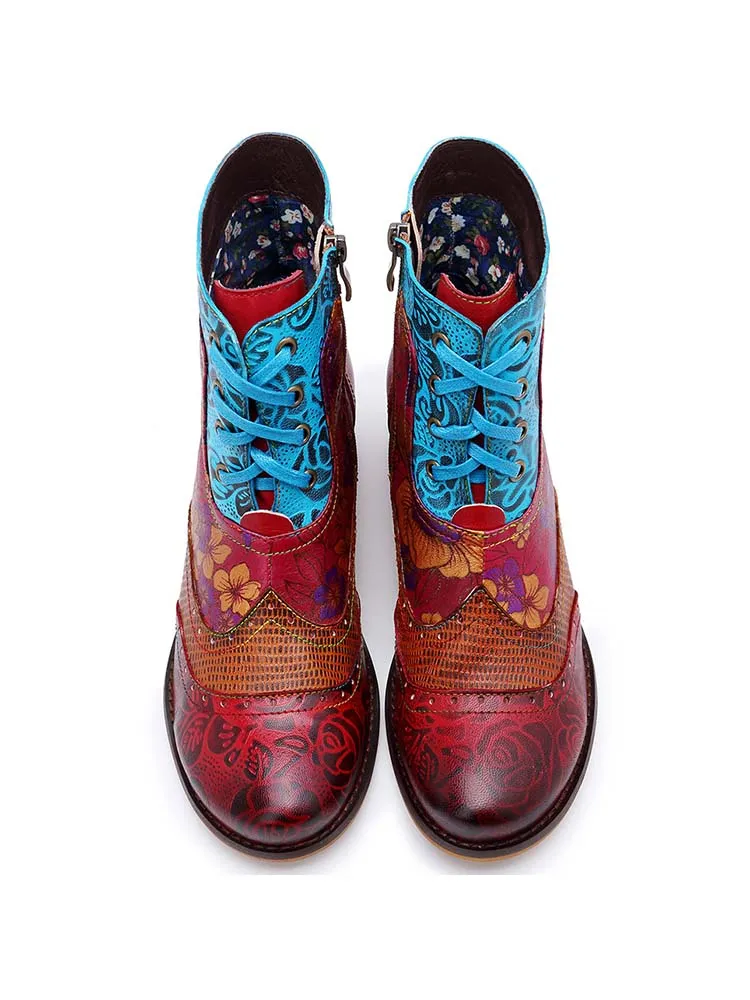 Retro Pattern Flat Booties