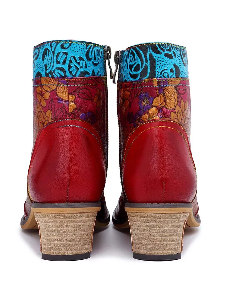 Retro Pattern Flat Booties