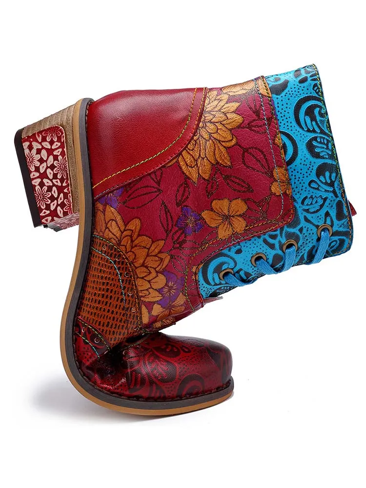 Retro Pattern Flat Booties