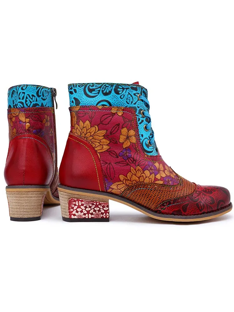 Retro Pattern Flat Booties